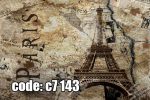 پوستر دیواری سه‌بعدی برج ایفل وینتیج با بافت روزنامه‌ای کلاسیک