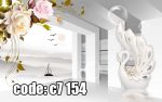 پوستر دیواری سه‌بعدی قو سفید و گل رز کرم