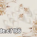 پوستر دیواری سه‌بعدی گل رز سفید طلایی با اشکال هندسی مدرن
