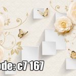 پوستر دیواری سه‌بعدی گل‌های کرم پروانه‌ای با قاب‌های شناور