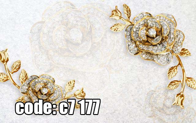 c7__177_ پوستر دیواری سهبعدی گل رز طلایی جواهرنشان با زمینه سنگی لوکس