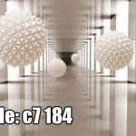 پوستر دیواری سه‌بعدی تونل هندسی مدرن با فرم‌های کروی برجسته