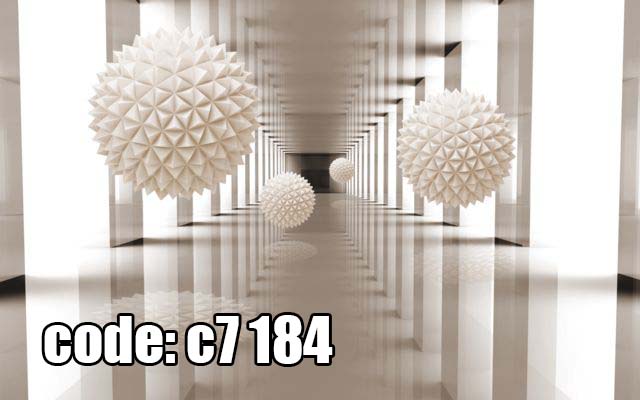 c7__184_ پوستر دیواری سهبعدی تونل هندسی مدرن با فرمهای کروی برجسته