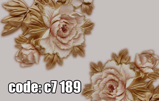 c7__189_ پوستر دیواری سهبعدی گلهای رز طلایی برجسته با زمینه روشن