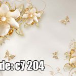 پوستر دیواری سه بعدی گل جواهری طلایی با جزئیات مروارید و الماس