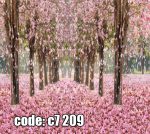 پوستر دیواری سه‌بعدی جنگل شکوفه‌های صورتی
