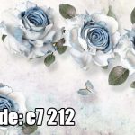 پوستر دیواری سه‌بعدی گل رز آبی و پروانه