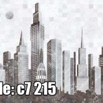 پوستر دیواری سه‌بعدی منظره شهر مدرن با طرح اسکچ و پتینه