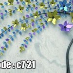 پوستر دیواری سه‌بعدی شاخه گل مدرن | طرح هنری فلزی رنگی