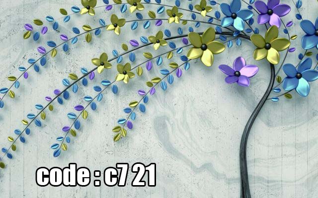 c7__21_ پوستر دیواری سهبعدی شاخه گل مدرن | طرح هنری فلزی رنگی