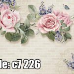 پوستر دیواری سه‌بعدی رز صورتی و پروانه روی آجر پتینه