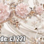 پوستر دیواری گل مرواریدی سه بعدی با قوهای سفید لوکس