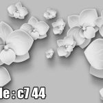 پوستر دیواری سه‌بعدی گل‌های سفید برجسته | طرح مینیمال آرامش‌بخش