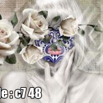 پوستر دیواری سه‌بعدی چهره زن و گل‌های رز سفید | طرح هنری مفهومی