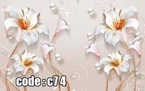 پوستر دیواری سه‌بعدی گل لیلیوم مرواریدی | ظرافت و آرامش در دکوراسیون لوکس