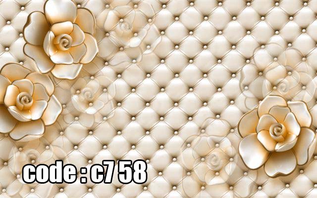 پوستر دیواری سه‌بعدی گل‌های طلایی برجسته با بافت لمسه‌ای لوکس