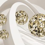 پوستر دیواری گوی‌های طلایی سه بعدی با طرح هندسی