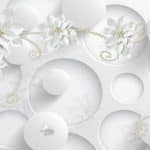 پوستر دیواری گل سفید سه‌بعدی با طراحی مرواریدی و لوکس