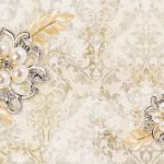 پوستر دیواری کلاسیک گل مرواریدی طلایی