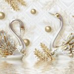 پوستر دیواری سه بعدی قو طلایی