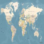 پوستر دیواری نقشه جهان وینتیج طلایی | دکور آموزشی و دکوراتیو