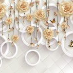 پوستر دیواری گل رز سه‌بعدی | طرح حلقه‌ای لوکس و رمانتیک