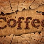 پوستر دیواری کافی‌شاپی طرح Coffee | دانه‌های قهوه روی چوب روستیک