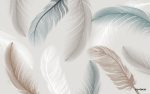 پوستر دیواری پر مینیمال | طرح لطیف پرهای شناور مدرن