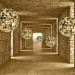 پوستر دیواری فانتزی سه‌بعدی طرح راهروی طلایی لوکس