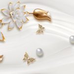پوستر دیواری سه بعدی گل مرواریدی طلایی لوکس
