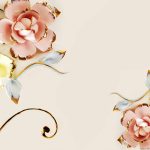 پوستر دیواری سه بعدی گل کرمی و طلایی لوکس