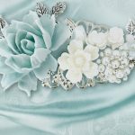 پوستر دیواری گل سه بعدی فیروزه‌ای مرواریدی لوکس
