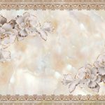 پوستر دیواری گل سه بعدی کرمی طلایی با قاب کلاسیک لوکس