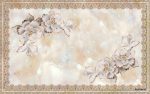 پوستر دیواری گل سه بعدی کرمی طلایی با قاب کلاسیک لوکس