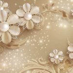 پوستر دیواری گل سه‌بعدی طلایی لوکس | طرح گل برجسته کلاسیک