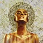 پوستر دیواری سه بعدی زن طلایی