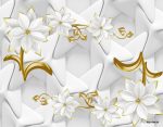 پوستر دیواری گل سفید سه بعدی