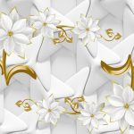 پوستر دیواری گل سفید سه بعدی