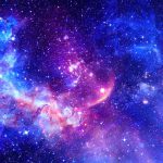 پوستر دیواری سه‌بعدی کهکشان بنفش و آبی