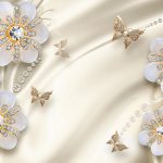 پوستر دیواری سه بعدی گل طلایی