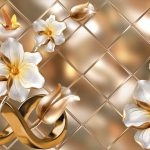 پوستر دیواری گل سه بعدی طلایی