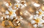 پوستر دیواری گل سه بعدی طلایی