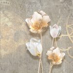 پوستر دیواری گل طلایی پتینه‌دار لاکچری