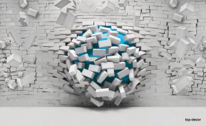 پوستر دیواری سه بعدی توپ شکستن دیوار