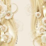 پوستر دیواری گل رز کرم و طلایی
