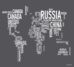 پوستر دیواری نقشه جهان تایپوگرافی