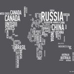 پوستر دیواری نقشه جهان تایپوگرافی