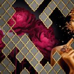 پوستر دیواری سه بعدی طرح گل‌های لوکس و طلایی