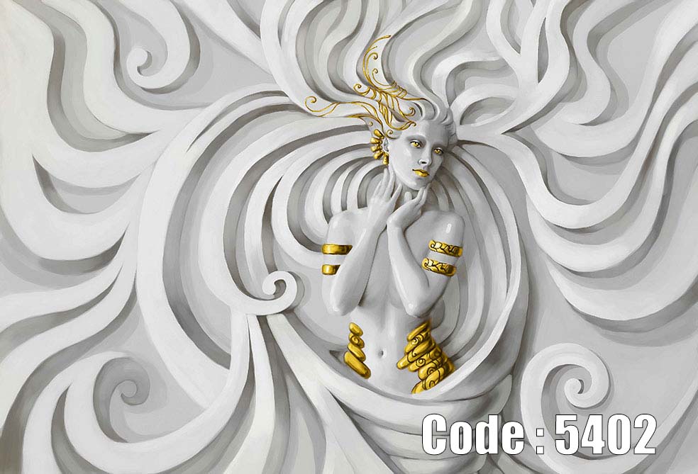 5402 پوستر دیواری نقشبرجسته سفید و طلایی