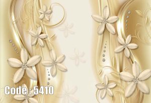 پوستر دیواری گل‌های طلایی مرواریدی